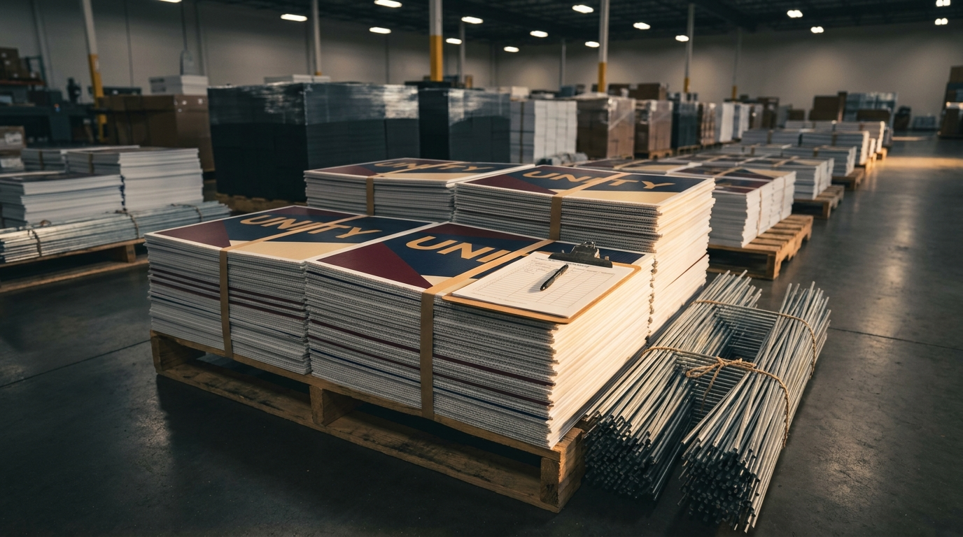 Bulk and wholesale sign printing run for a large campaign order