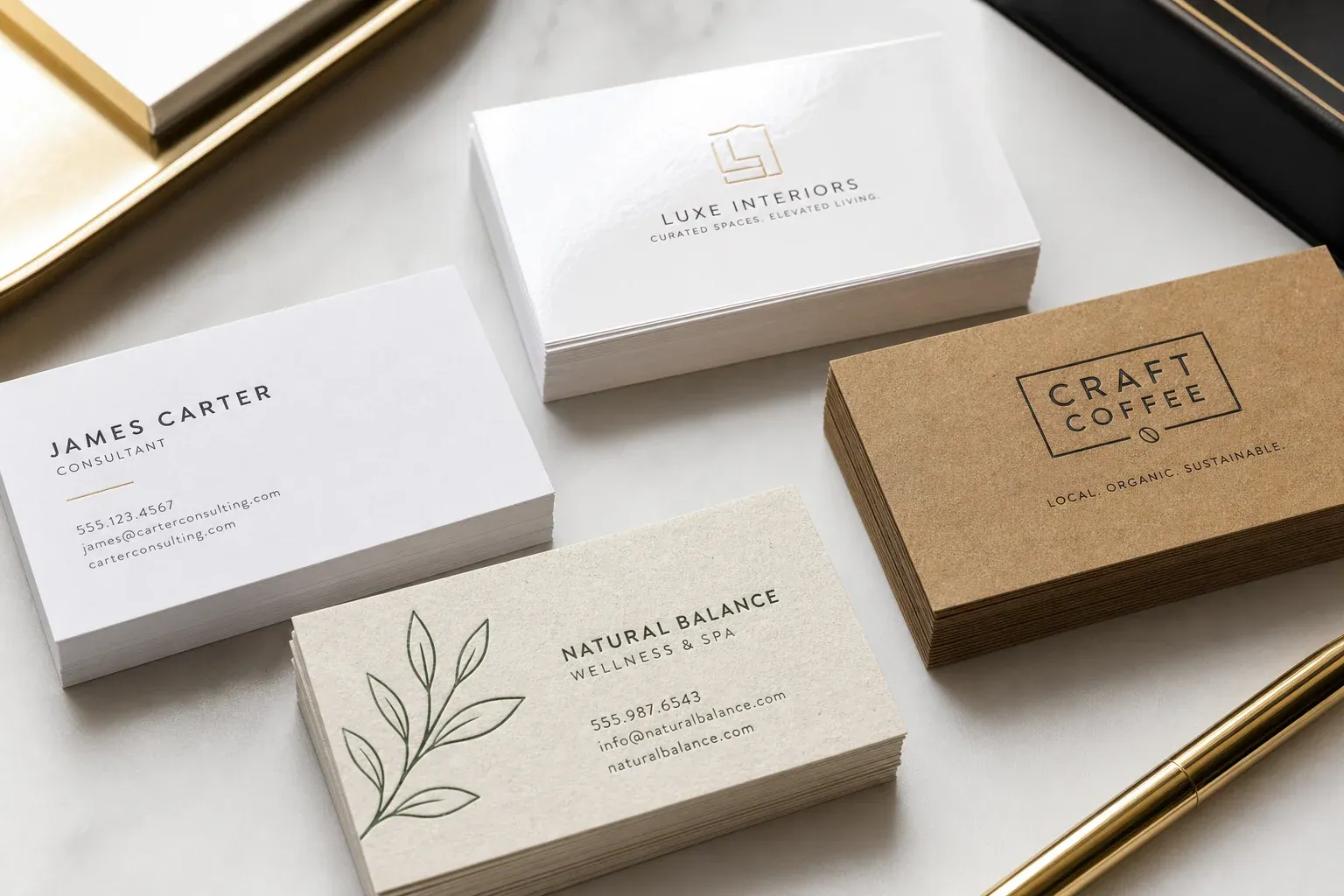 Custom business cards with matte and gloss finishes